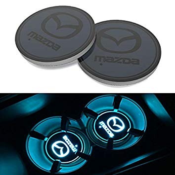 monochef Auto sport 2PCS LED Cup Holder Mat Pad Coaster with USB Rechargeable Interior Decoration Light (Mazda)