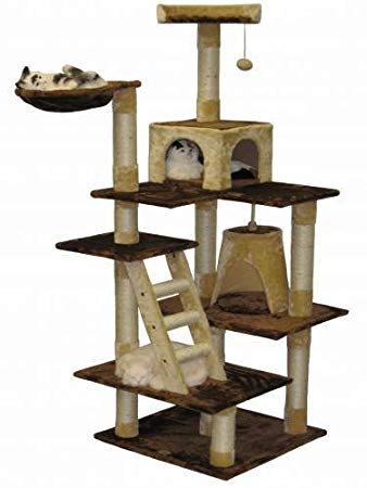 Go Pet Club Brown and Beige Cat House Furniture - 72 in.