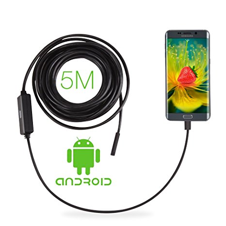 GBB Android OTG Micro USB Endoscope, 8.5mm 2.0 Megapixel CMOS HD USB Borescope Endoscope Waterproof Digital Micro Snake Inspection Camera with 6 LED and 5 Meter Cable