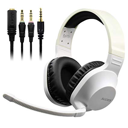 SADES SA721 Stereo Gaming Headset for PS4, PC, Xbox One Controller, Noise Cancelling Over Ear Headphones with Mic, Bass Surround, Soft Memory Earmuffs for Laptop Mac Nintendo Switch Games White¡­