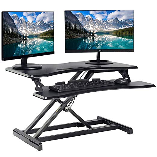 Sit to Stand Desk - Cubiker Height Adjustable Standing Desk Converter Ergonomic Tabletop Workstation