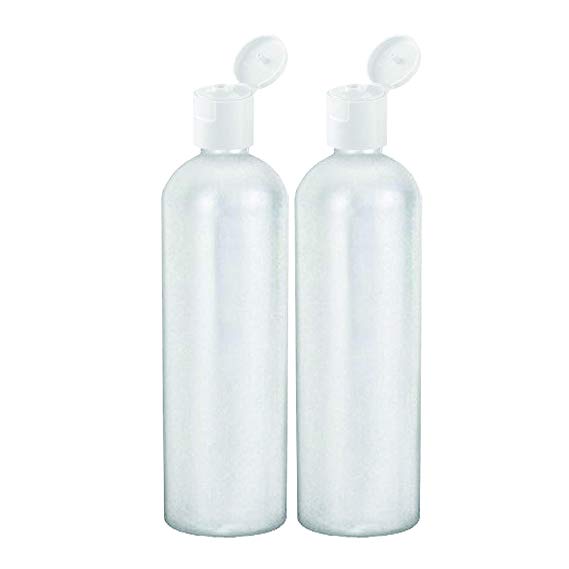 MoYo Natural Labs 32 oz Refillable Bottles, Empty Travel Containers with Flip Caps, BPA Free HDPE Plastic Squeezable Toiletry/Cosmetics Bottle (Pack of 2, HDPE Translucent White)