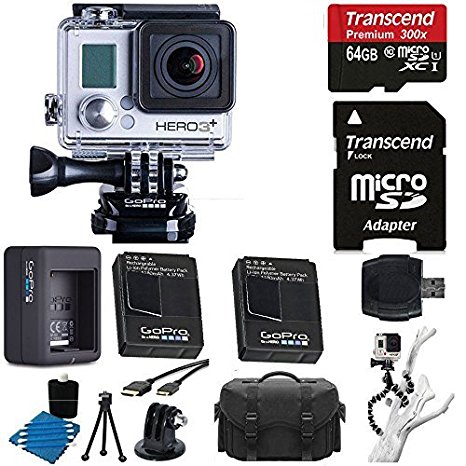 GGoPro HERO3  Silver Edition Camera HD Camcorder   Extra GoPro Rechargeable Battery GoPro Dual Battery Charge   6 FT HDMI Cable   Gripster III Flexible With 64GB MicroSDXC Class10 And Much More Complete Deluxe Accessory Bundle