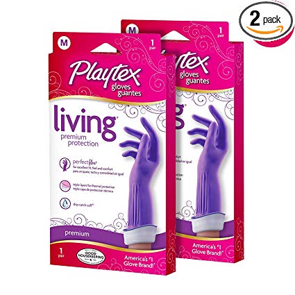 Playtex Living Drip-Catch Cuff Gloves, Medium 1 Pair (Pack of 2)