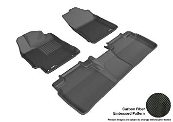 3D MAXpider Complete Set Custom Fit All-Weather Floor Mat for Select Toyota Camry/Camry Hybrid Models - Kagu Rubber (Black)