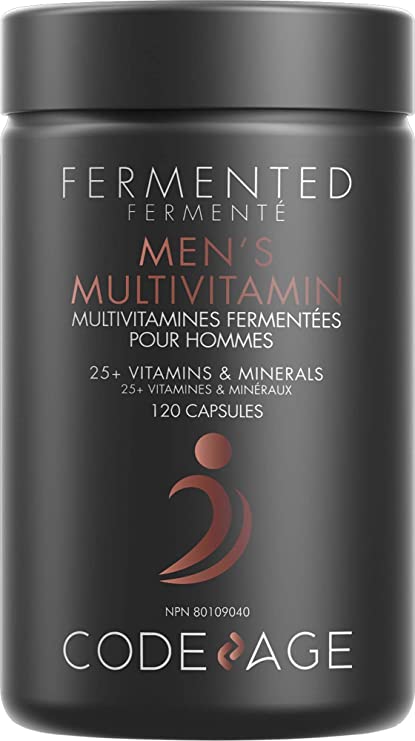 Men’s Daily Multivitamin, 25  Vitamins & Minerals, Fermented, Organic Whole Foods, Probiotics Supplement - Vitamin A, Vitamin B, Vitamins C, D, E & K, Omega 3, Zinc - Vegan - 120 Capsules