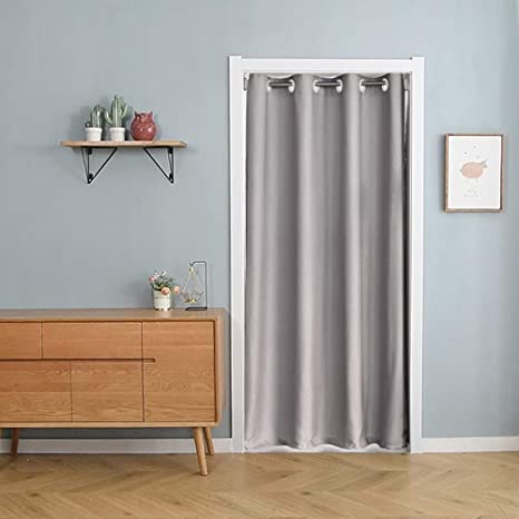 pureaqu Grommet Grey Doorway Curtain Panels 79 Inches Long Thermal Insulated Solid Room Divider Curtain Draperies for Kitchen Bedroom Closet 1 Panel W39 x L79 Inch