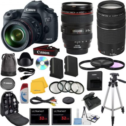 Canon EOS 5D Mark III 22.3 MP Full Frame CMOS Digital SLR Camera Bundle with Accessory Kit (29 Items)