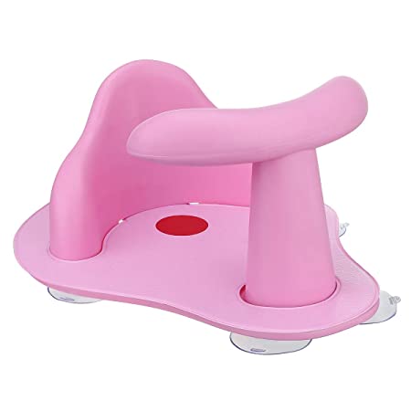 KINGSO Baby Chair with Non-Slip Soft Mat Portable Toddler Child Safety Chair with Backrest & Suction Cups for Stability, 6-12 Months, Pink