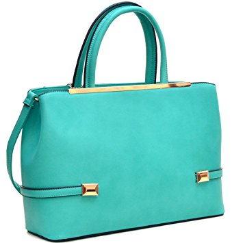 MKY Women Leather Tote Briefcase Laptop and Tablet Bag Large Handbag w/ Removable Shoulder Strap (Turquoise)