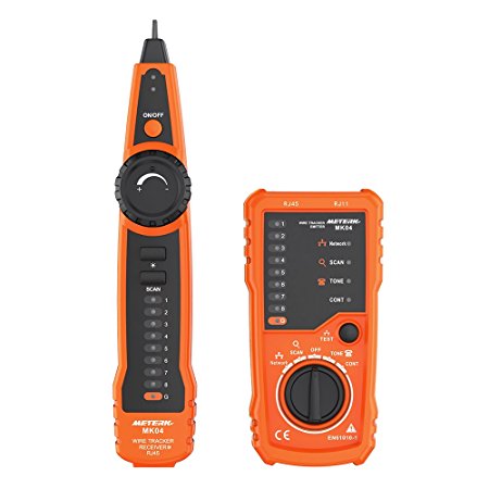 Meterk Wire Tracker RJ11 RJ45 Line Finder Handheld Cable Tester Multifunction Cable Check Wire Measuring Instrument for Network Maintenance Collation, Telephone Line Test, Continuity Checking