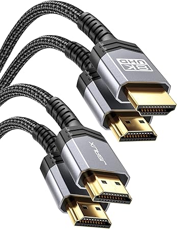 JSAUX 8K HDMI Cables 2.1 6FT 2-Pack 48Gbps 8K & 4K Ultra High Speed Cords(8K@60Hz 7680x4320, 4K@120Hz) eARC HDR10 HDCP 2.2 & 2.3 3D, Compatible for PS5/PS4/X-Box/Roku TV/HDTV/Blu-ray/LG/Samsung QLED