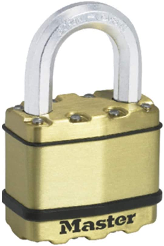 Master Lock Heavy Duty Padlock [Key] [Laminated Steel / Brass Finish] [Weatherproof] M5BEURD - Best Used for Storage Units, Sheds, Garages, Fences