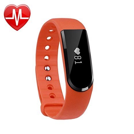 LETSCOM Fitness Tracker Watch with Heart Rate Monitor, Bluetooth 4.0 OLED Touch Screen Smart Fitness Band, IP67 Waterproof Activity Tracker for iPhone Android Smart Phone