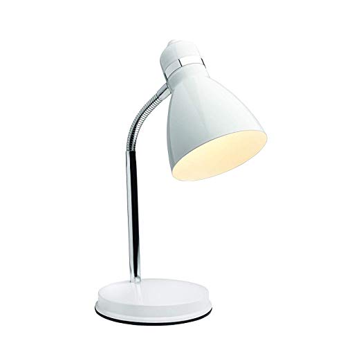 Newhouse Lighting NHDK-OX-WH Oxford Desk, Flexible Goose Neck Table Lamp with 40 Watt LED Bulb Included, White