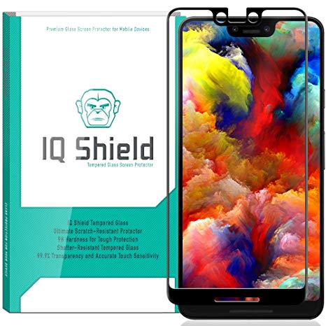 Google Pixel 3 XL Screen Protector (1-Pack), IQ Shield Tempered Ballistic Glass Screen Protector for Google Pixel 3 XL (3D Glass - Black) 99.9% Transparent HD and Shatter-Proof Shield