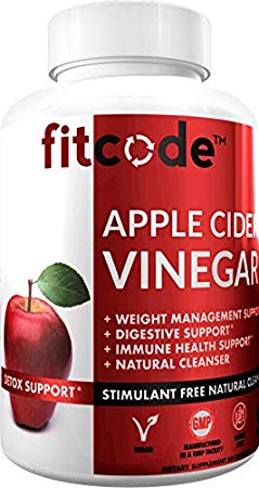 Fitcode Extra Strength Apple Cider Vinegar Pills, 500mg, Natural Digestion, Detox, Immune Support Apple Cider Powder with Cayenne Pepper for Enhanced Cleansing & Weight Loss Support, 60 Capsules