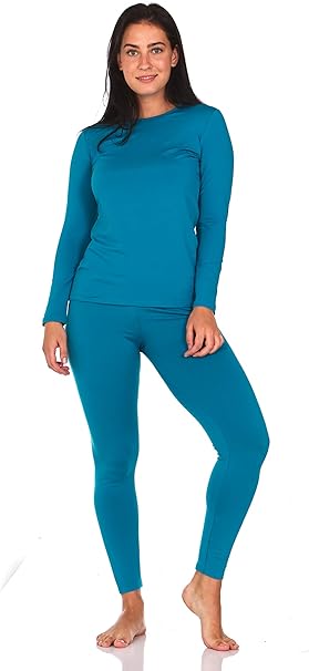 Thermajane Long Johns Thermal Underwear for Women Fleece Lined Base Layer Pajama Set Cold Weather