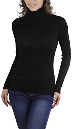 ToBeInStyle Women's Stretchy Line Design Turtleneck Sweater