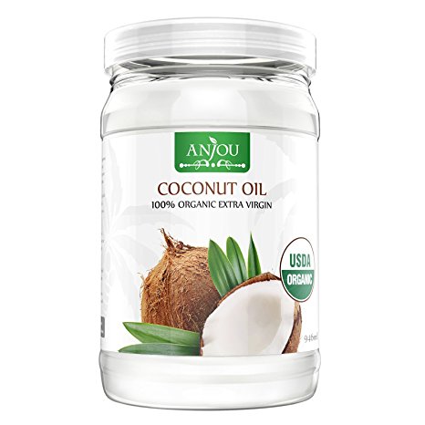 Coconut Oil 946mL by Anjou, Extra Virgin, Cold Pressed Unrefined for Hair, Skin, Cooking, Health, Beauty, USDA Certified, from Sri Lanka