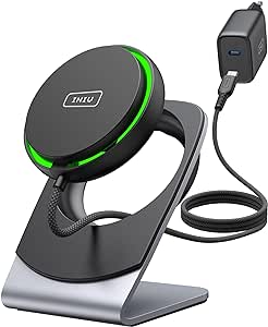 INIU Induktive Ladestation [15W, für MagSafe], Kompatibel mit iPhone 15 Pro Max/Plus iPhone 14/13/12, Wireless Charger Stand Schnellladen Effiziente Kühlung, kabelloses Ladegerät Benutzerfreundlich.