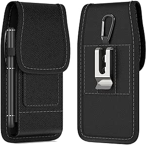 CoverON Holster for Samsung Galaxy A55 A35 A54 A53 A52 A51 A50 A71 A24 A22 A20s A20 A11 5G, Cell Phone Case Belt Clip Carabiner Carrying Vertical Nylon Pouch Bag (Fits with Otterbox or any Case on)