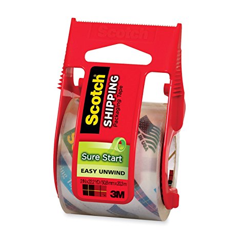 Scotch 145-6 Sure Start Packaging Tape, 2 Inches x 22.2 Yards, 2-Inch Core, Clear, 6/Pack