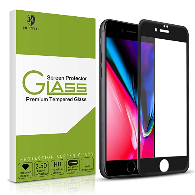 iPhone 8 plus Screen Protector-MORNTTE Tempered Glass with 3D Touch Case Protective Screen Protector for Apple iPhone 7 plus (black)