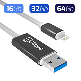 iPhone Lightning Flash Drive USB 3.0 3.3FT - 3 in 1: Charging Cable, Flash Drive, External Udisk - Storage for iPad, iPhone, Mac