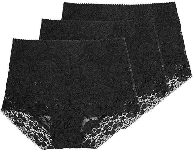 Eve's Temptation Lily Women's High Waist Lace Panties Underwear Seamless Slimming Full Coverage Brief