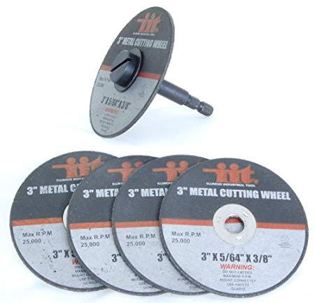 3" Metal Cutting Wheels W/ 1/4" Mandrel, 5Pc #80210