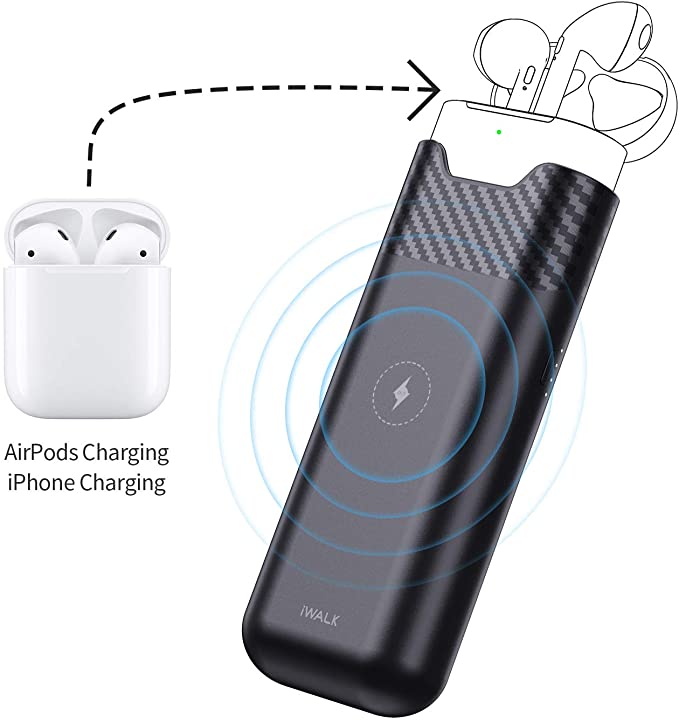 iWALK Portable Charger Charging Case Compatible with AirPods1 AirPods2, Airpods Case Cover Wireless Portable Power Bank USB C with 5200mAh External Battery Compatible with iPhone, Nintendo Switch