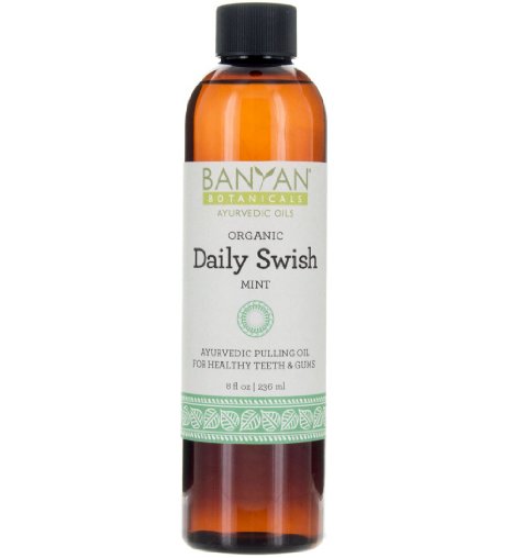 Banyan Botanicals Daily Swish Mint USDA Organic 8 oz Ayurvedic Oil Pulling Oil For Oral Health and Detoxification