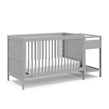 Graco Fable 4-in-1 Convertible Crib & Changer (Pebble Gray) – GREENGUARD Gold Certified, Crib and Changing Table Combo, Includes Water-Resistant Changing Pad, Converts to Toddler Bed and Full-Size Bed