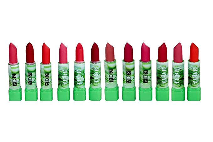 ADS Aloe - Non-Smudging Organic Set Of Lipstick For Girls And Women (Set Of 12)