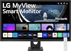 LG 32SR50F-B MyView Smart Monitor 32-Inch FHD (1920x1080) IPS Display, webOS 23, HDR 10, 5Wx2 Speakers, AirPlay 2, Screen Share, Bluetooth, ThinQ App, Remote Control, Black