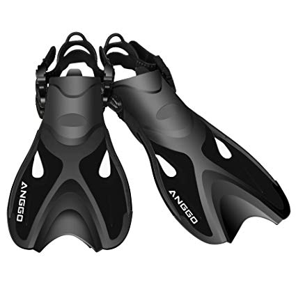 ANGGO Adult Short Swim Fins with Adjustable Strap for Snorkeling and Diving