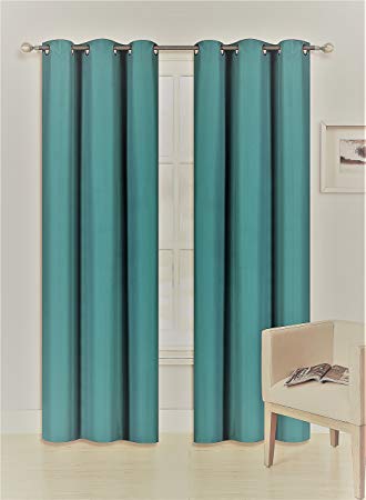 Midwest (WC92) Different Colors and Sizes1 Panel Drape Window Treatment Curtain Thermal Insulated White Coating Blackout Antique Grommets Solid Color (95" LONG, TEAL)