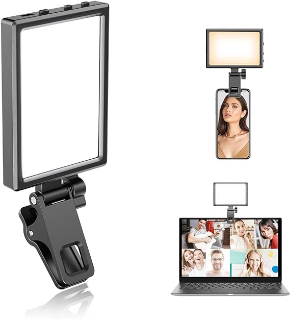 Eicaus Rechargeable LED Selfie Fill Light with Monitor Clip and Tripod/Camera Adapter, Video Conference Lighting Kit for Computer/Laptop, Cube Superlight for Makeup, Vlog, Tiktok