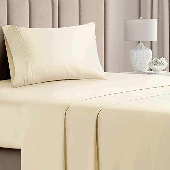 Twin Size Sheet Set - Breathable & Cooling Sheets - Hotel Luxury Bed Sheets - Extra Soft - Deep Pockets - Easy Fit - 3 Piece Set - Wrinkle Free - Comfy – Off White Bed Sheets – Twins Sheets - 3 PC