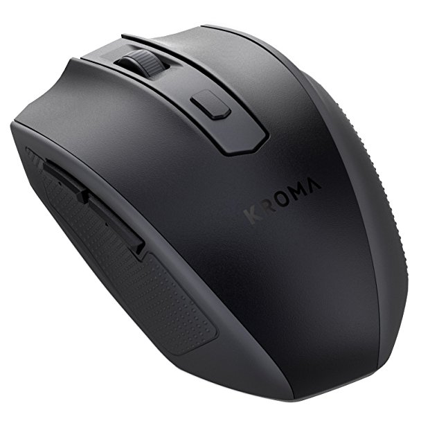 Kroma CompactErgo 2.4GHz Wireless Portable Mobile Mouse Optical Mice with USB Receiver, 3 Adjustable DPI Levels, 6 Buttons for Notebook, PC, Laptop, Computer, Macbook - Black