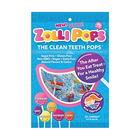 Zollipops The Clean Teeth Pops, Anti Cavity Lollipops, Delicious Assorted Flavors, 25 Count