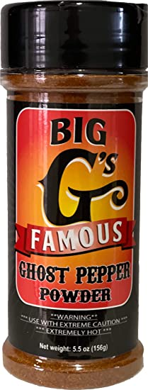 Ghost Pepper Powder, Quality Ground Bhut Jolokia Peppers, Award Winning, -- BIG 5.5oz JAR -- By: Big G's Food Service