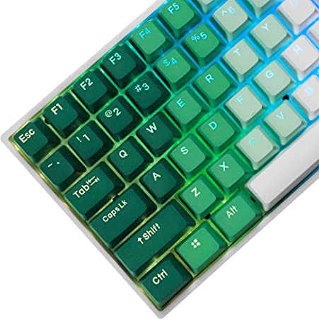 YMDK Double Shot 108 Dyed PBT Shine Through OEM Profile Keycap Rainbow Carbon Sunset Backlit Keycaps for MX Switches Mechanical Keyboard（Only Keycap）（Jade Cabbage 122