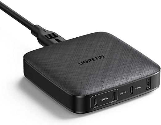 UGREEN 100W USB C Ladegerät 4-Port Desktop Charger PD Ladegerät USB C Netzteil mit PPS unterstützt 20W USB C kompatibel mit MacBook Pro/Air, iPhone 13 Pro, iPhone 12, iPad Pro, Dell XPS 15, Galaxy S21