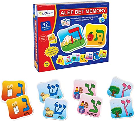 Aviv Judaica Educational Alef Bet Memory Game for Kids Teach The Hebrew Alphabets to Children Card Game