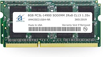 Adamanta 16GB (2x8GB Memory Upgrade Compatible with Apple Late 2015 iMac 27" DDR3L 1867Mhz PC3-14900 SODIMM 2Rx8 CL13 1.35v RAM