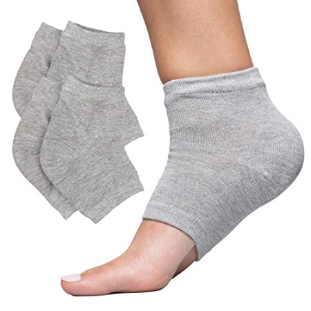 ZenToes Moisturizing Heel Socks 2 Pairs Gel Lined Toeless Spa Socks to Heal and Treat Dry, Cracked Heels While You Sleep (Large Men's 12 , Gray)