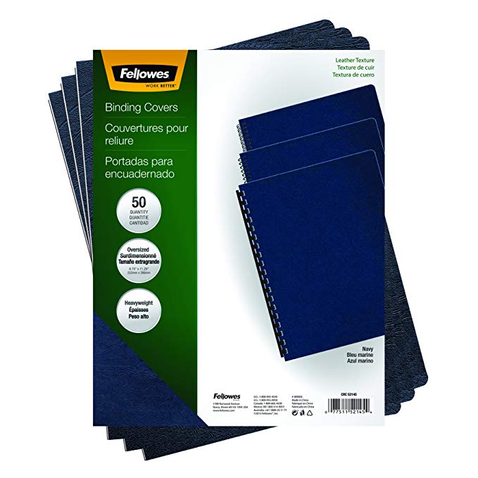 Fellowes Executive Binding Presentation Covers, Oversize, Navy, 50 Pack (52145)