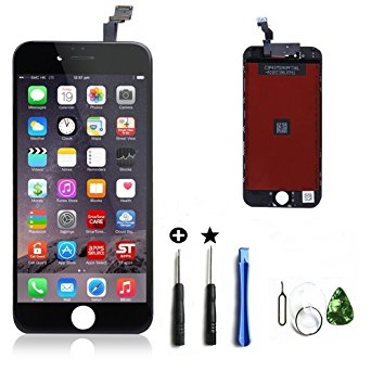 Ushining LCD Display Touch Screen Digitizer Complete Assembly Replacement for iPhone 6 4.7 inch Black, Free Repair Tools
